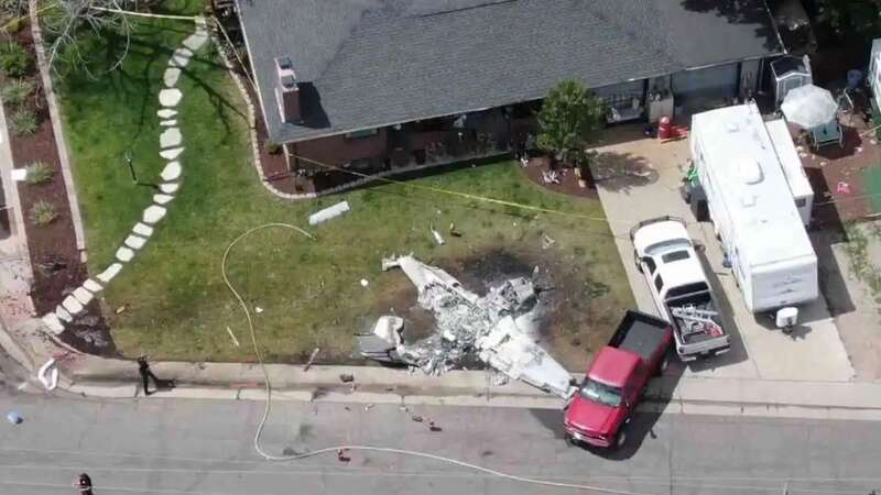 A plane crashed in a neighborhood in Arvada on Friday, injuring four people (Image: Arvada Pollice)