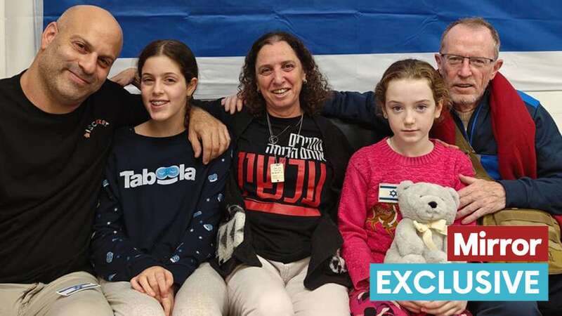 Emily Hand (second from right) reunited with her father, Tom Hand (Image: IDF)