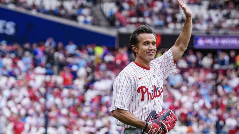 McElhenney appeared at the MLB London Series Sunday (Image: Twitter (Philadelphia Phillies))