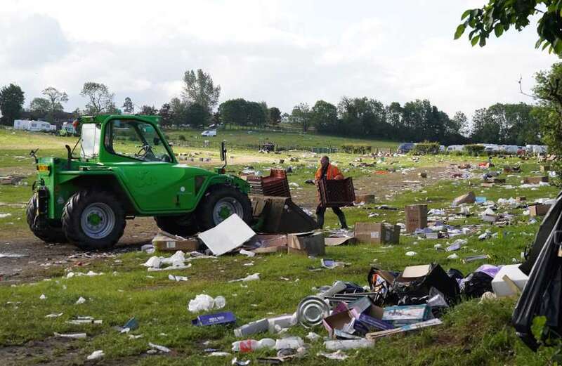 Snaps show rubbish strewn across the fields where the horse fair was held