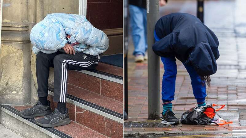 People high on the drug Spice are often seen slumped over in central Manchester (Image: Manchester Evening News)