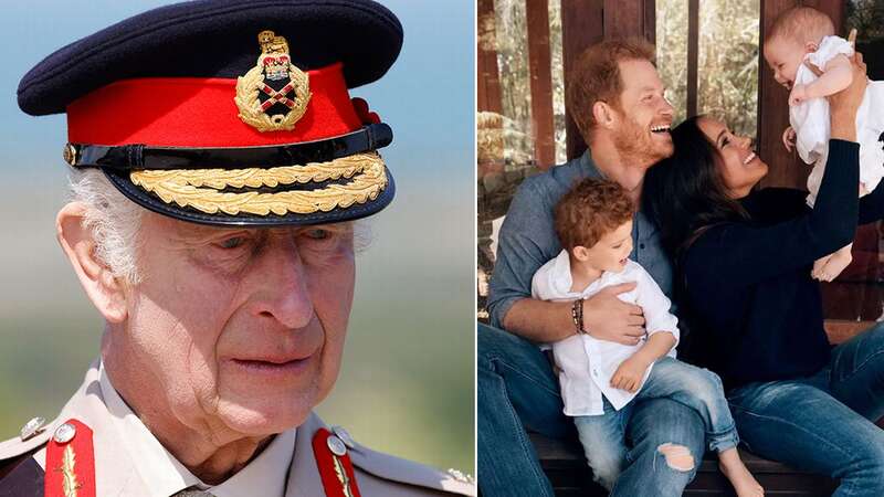 King Charles and Prince Harry and Meghan Markle with their children