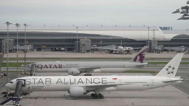 The Boeing 777 jet, which was carrying 211 passengers and 18 crew members from London to Singapore (Image: Copyright 2024 The Associated Press. All rights reserved.)