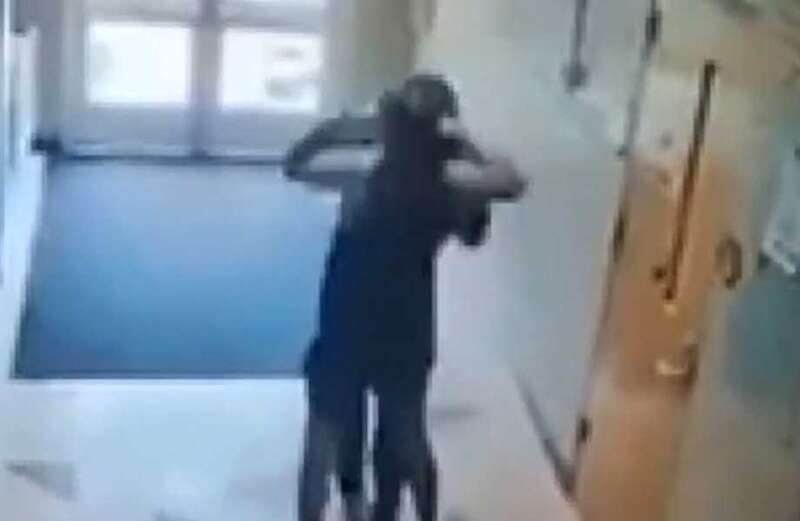 Footage shows the horror assault unfolding in the corridor