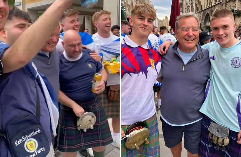 He joined in a sing-song as the supporters swigged on some local beer