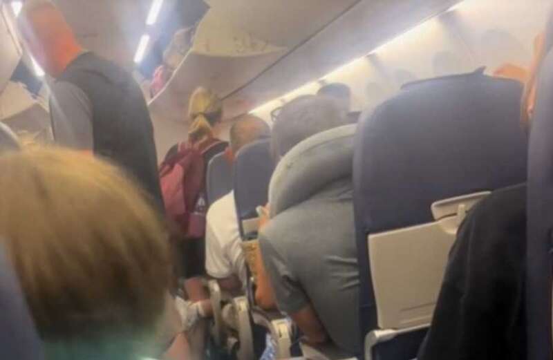 Terrifying footage caught the moment the plane bounced off the ground on the failed takeoff leaving passengers screaming