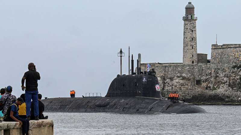 The Russian nuclear-powered submarine Kazan, part of the Russian naval detachment visiting Cuba, arrives at Havana