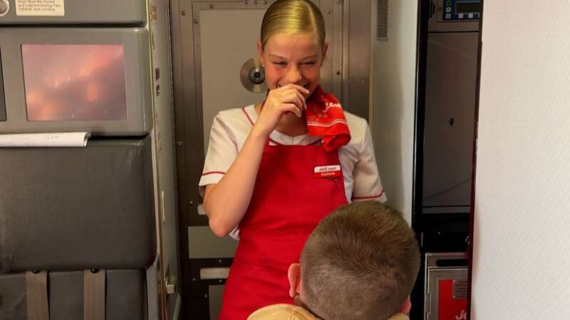 George, an electrician from Bristol, surprised his girlfriend of ten years (Image: Jet2)