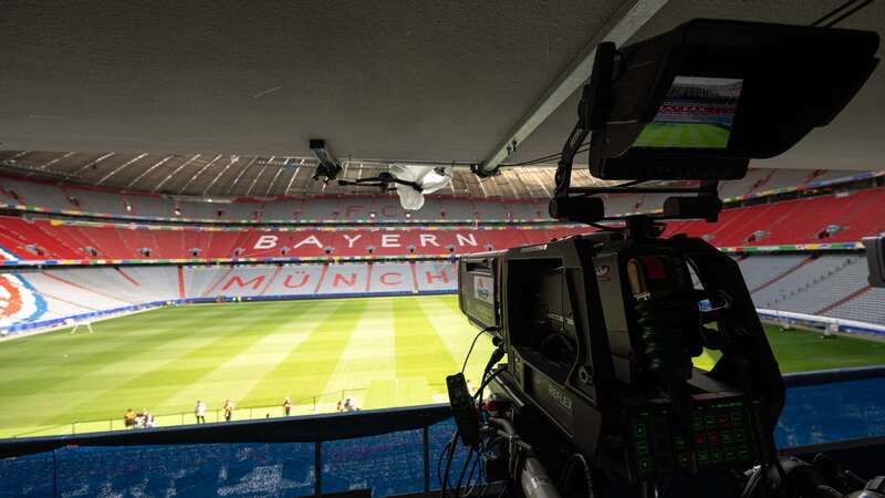 A TV camera at Munich Football Arena ahead of the UEFA EURO 2024 (Image: Lukas Barth - UEFA)