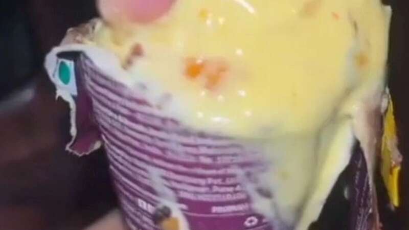 A doctor found a human finger poking out of his ice cream (Image: Newslions/SWNS)