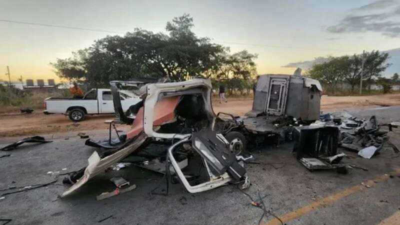 Gangsters botched a cash van robbery by blowing it in half (Image: SAPS)