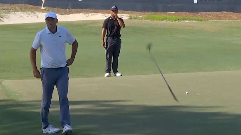 Scottie Scheffler launched his putter in frustration (Image: Golf Channel)