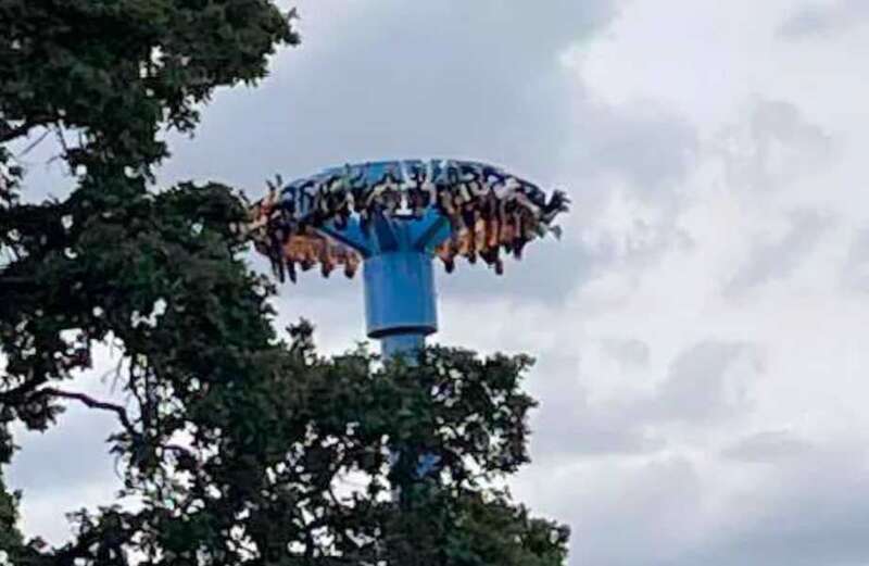 Footage shows more than two-dozen people with their feet pointing towards the sky