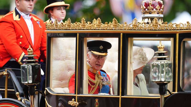 King Charles and Queen Camilla at Trooping the Colour today (Image: PA)