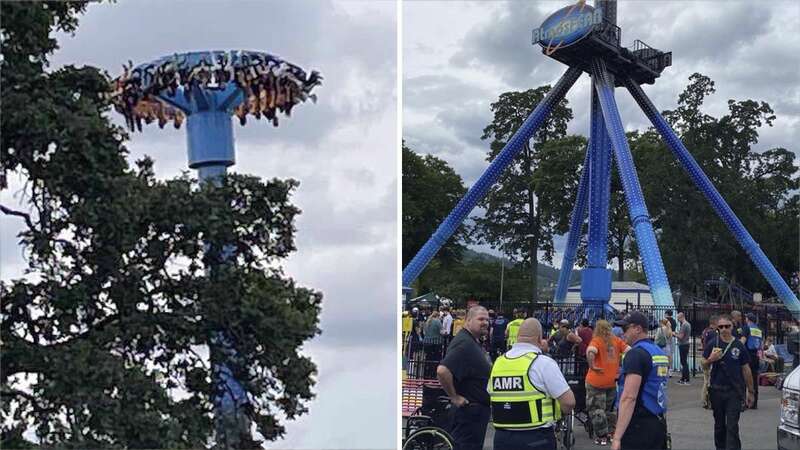 28 people trapped upside down 100ft on 