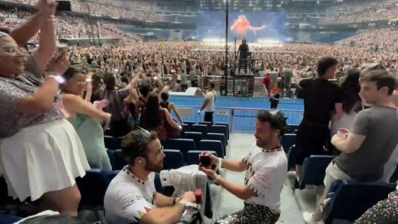 Tearful moment couple get engaged at Taylor Swift concert as people left in awe