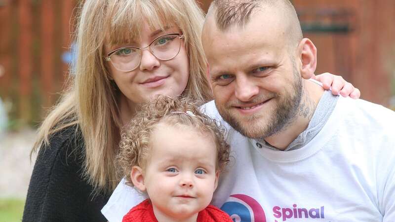 Tony and Carrie Pearson with their daughter Grayce who was diagnosed with Spinal Muscular Atrophy at 14 months (Image: Gordon Terris/Newsquest/SWNS)