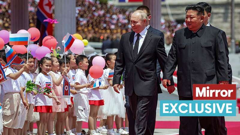 Kim greets Putin during the state visit to North Korea (Image: KCNA VIA KNS/AFP via Getty Image)