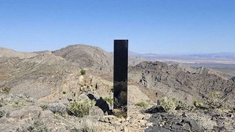 The reflective monolith has appeared on a hiking trail near Las Vegas leaving officials baffled (Image: Las Vegas Metropolitan Police De / SWNS)