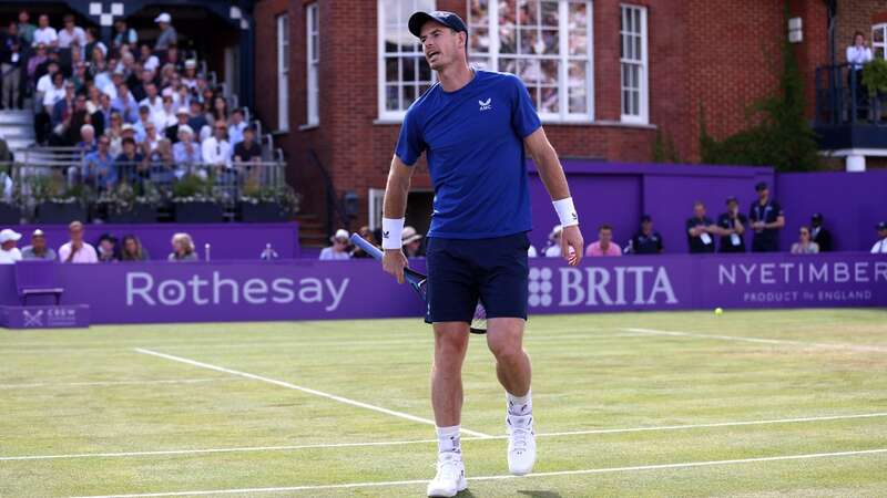 Andy Murray reacts at the start of his match against Australia