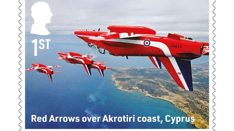 One of a new set of eight stamps to mark the 60th display season of the Red Arrows (Image: PA)