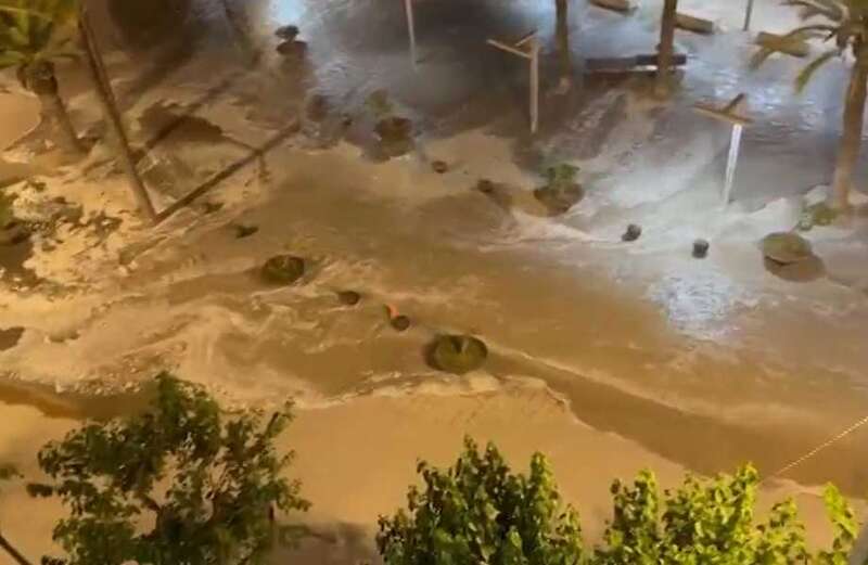 Watch the moment the ocean spills onto the streets