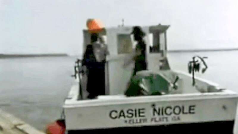 The crew of the Casie Nicole were left clinging to a piece of wood after their life raft deflated (Image: Unsolved Mysteries)