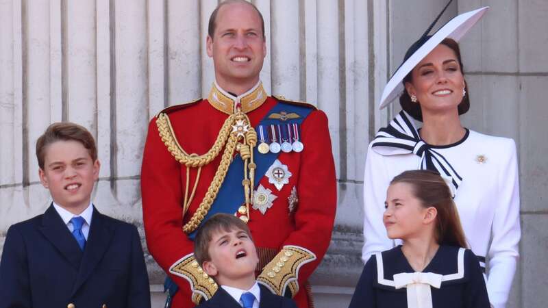 William and Kate appeared with their three children on the balcony (Image: Ian Vogler / Daily Mirror)