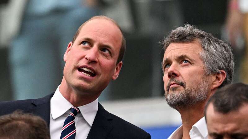 Prince William chats with King Frederik of Denmark ahead of the match (Image: AFP via Getty Images)