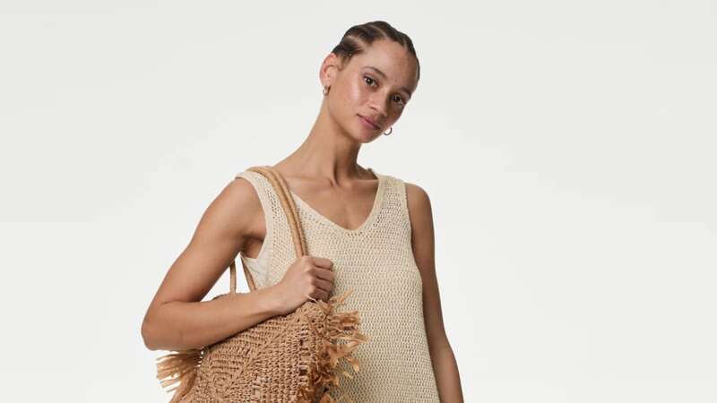 The £39.50 M&S knitted summer dress is great for styling with straw bags and sandals (Image: M&S)