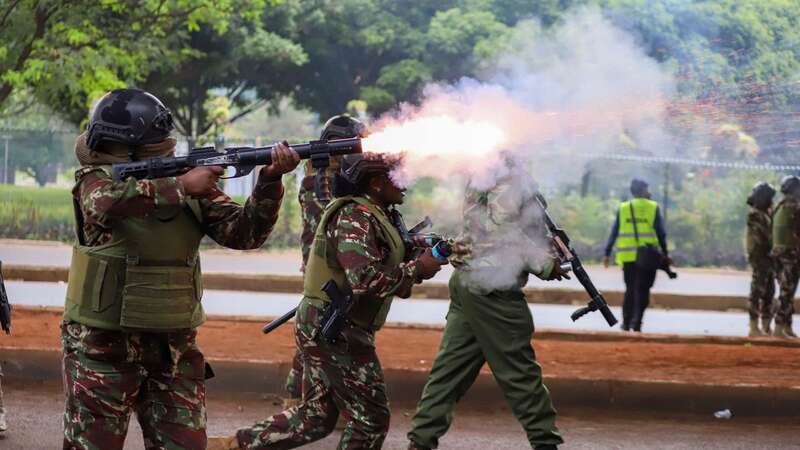 Police officers fire tear gas canisters during a protest this week over proposed tax hikes in a finance bill that is due to be tabled in parliament in Nairobi, Kenya (Image: Copyright 2024 The Associated Press. All rights reserved.)