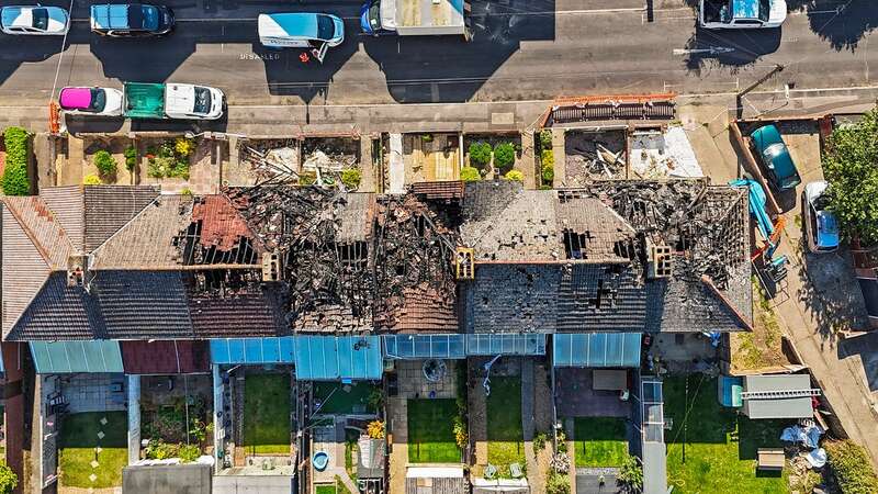 The fire ignited on a terrace in Gosport, enveloping seven homes (Image: David Clarke/Solent News)