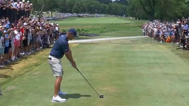 Bryson DeChambeau tees off at LIV Golf Nashville in front of thousands of fans (Image: LIV Golf)