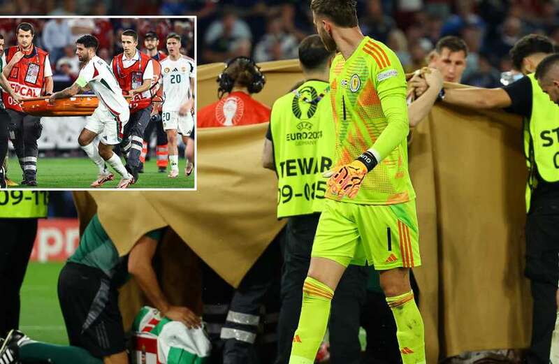 Hungarian striker was rushed to hospital after sickening collision with Scotland keeper Angus Gunn