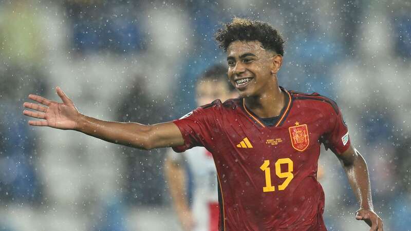 Lamine Yamal after scoring on his senior Spain debut ahead of Euro 2024 (Image: UEFA via Getty Images)