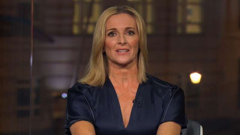 Gabby Logan apologised after the BBC showed a replay of the collision involving Barnabas Varga (Image: BBC)