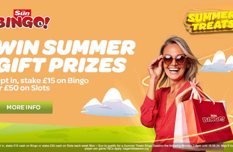 Play in the Summer Treats Prize Bingo sessions to win cash and gifts