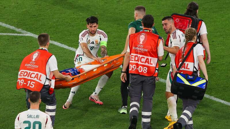 Szoboszlai hurried the medics along as they entered the pitch (Image: Getty Images)