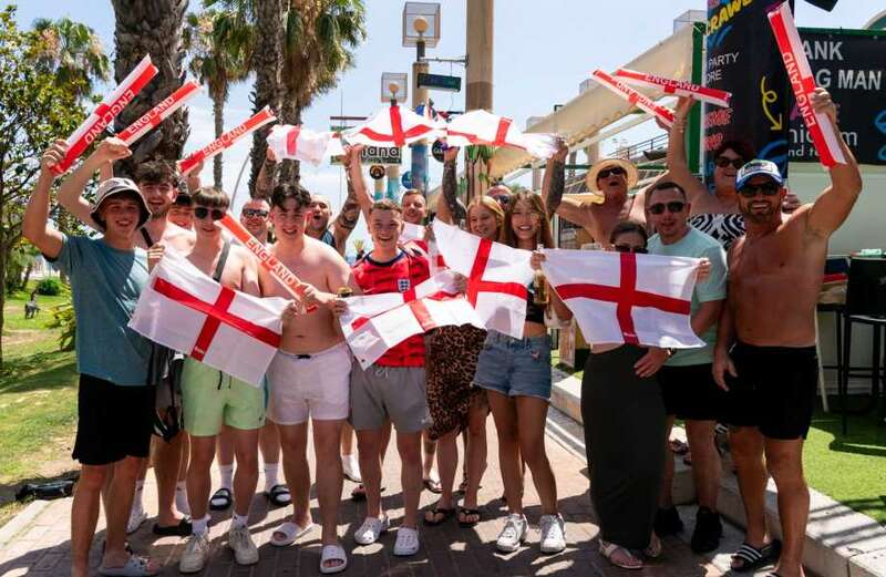 Watch Brits cheering on England in balmy Benidorm ahead of the Three Lions