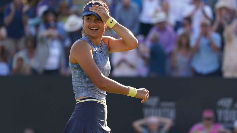 Emma Raducanu reacts after winning her match against Jessica Pegula (Image: PA)