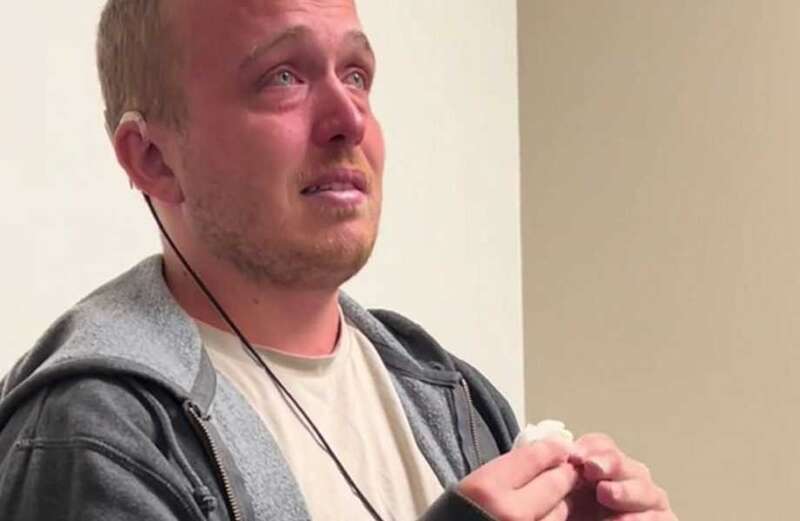 The emotional video above shows a speechless Aric Hoffmann minutes after his life changed forever