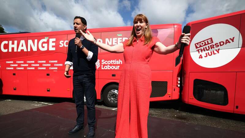 Angela Rayner and Anas Sarwar spoke at an event near Glasgow (Image: Getty Images)