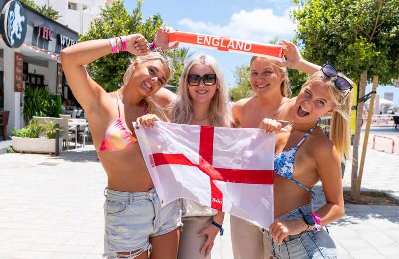 Watch Three Lions fans cheering on England from sunny Magaluf