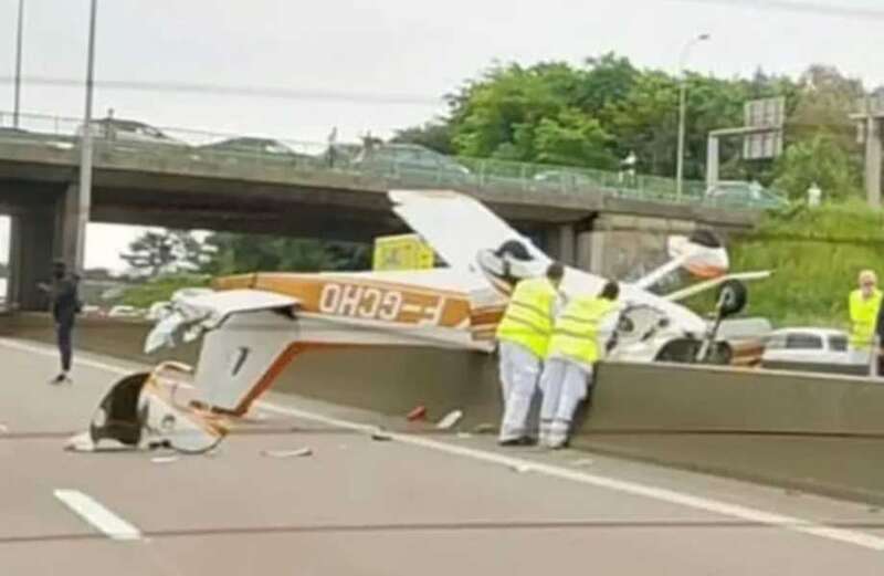 The plane crashed onto the A4 near Paris this afternoon