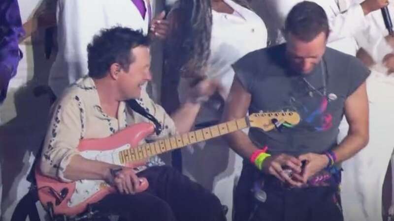 Michael J Fox joined Coldplay on stage