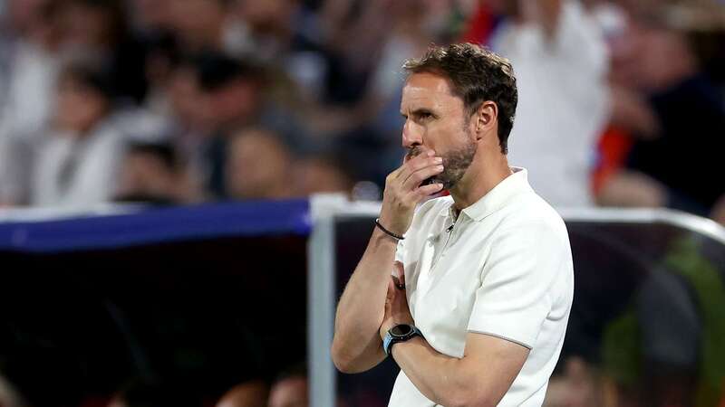 Gareth Southgate looks on during the 0-0 draw between England and Slovenia (Image: Getty Images)