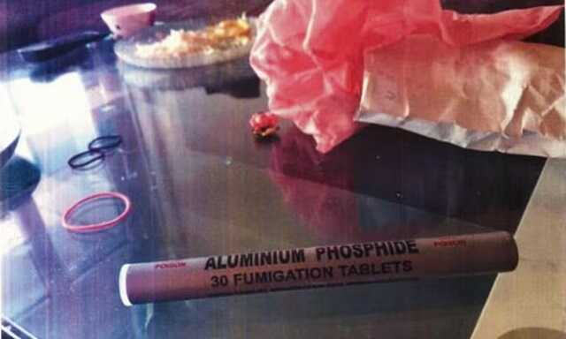 A tube of the aluminium phosphide fumigation tablets found in Jesmin Akter’s flat. Photograph: Crown Prosecution Service/PA