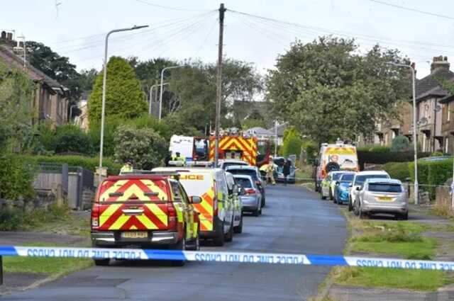 Emergency services on the scene on Westbury Road, Bradford (Picture: Newsquest/SWNS)