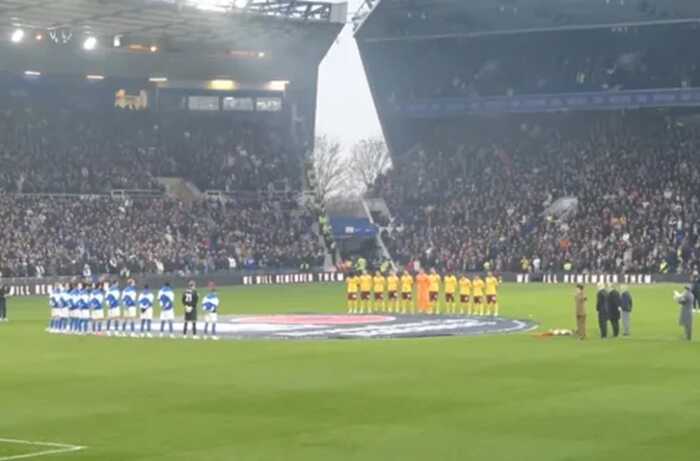 Shocking moment fans disrupt Remembrance silence at Birmingham vs Northampton match