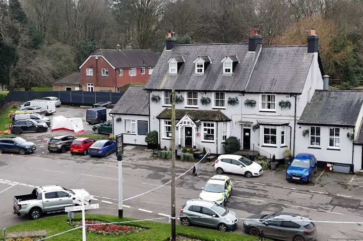 The Three Horseshoes pub, where a woman was fatally shot on Friday night. Pic: PA